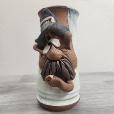 Vintage Mahon Stein Mug WASTED Ugly Face Stoneware Signed Collector Cigarette 3D picture
