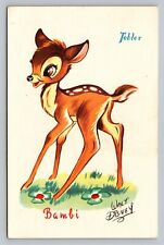 Vintage Bambi Postcard Walt Disney Tobler French c1953 Vintage Unused Postcard picture