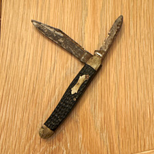 Hibbard Spencer Bartlett OVB Jack Knife Jigged Handle Brass Bolster 2 Blade picture