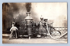 RPPC 1907. ALBION, MICH. TESTING SILSBY ROTARY. BRASS FIRE ENGINE. POSTCARD DB44 picture