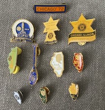 (11) Vintage ILLINOIS American Legion Lapel Pins, US Military Mixed Lot picture