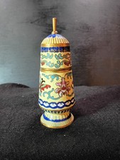 Vintage Chinese Cloisonné Enamel Toothpick Holder Lidded Miniature Jar Butterfly picture