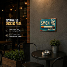8x12 Inch Smoking Area Vintage Metal Sign, Designated Smoking Zone Aluminum W... picture