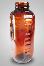 NOS 1976 Owens-Illinois Amber Glass Refrigerator Bottle 32oz Juice Water Square picture