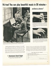 1953 Hammond Chord Organ Vintage Print Ad Music Lessons 50s Family Home Decor picture
