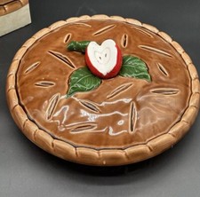 Ceramic Round Pie Dish w/ Lid Made in Japan Fruit Design 2-Piece Set picture