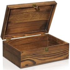 Large Wooden Keepsake Box, Vintage Storage Box with Hinged Lid, Decorated  picture