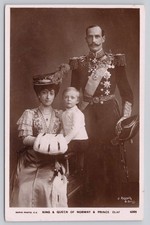 Vintage Real Photo Postcard King & Queen of Norway & Prince Olaf picture