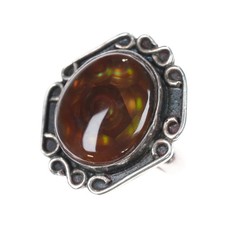 sz7.5 c1960's Vintage Navajo Arizona Fire Agate ring sterling silver JJ picture