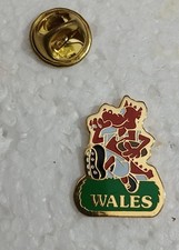 Vintage Wales Rugby Dragon Lapel Pin Welsh Red Dragon Sports Travel Souvenir picture