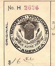 1899 MODERN WOODMEN OF AMERICA CAMP NO 5469 BILLHEAD RECEIPT Z2266 picture