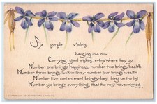 c1910's Six Purple Violet Pansies Flowers Poem Sanford Posted Antique Postcard picture