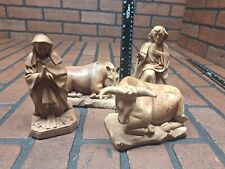 Vintage Hand Carved Wooden Nativity Religious Figures  picture