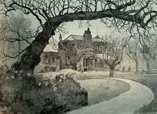 1886 Old Chelsea England Cheyne Walk Lindsey House Battersea Bridge illustrated picture