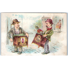 Vtg Trade Card Organ Grinders Monkey Stevens Blended Coffee Zanesville OH picture