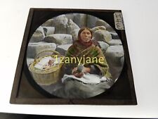 IHW HISTORIC Magic Lantern GLASS Slide NATIVE WOMAN WITH BASKET ON ROCKS picture