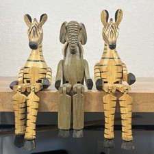 Wooden Shelf Sitters Handpainted Animals 2 Zebra & Elephant Wood Sitting picture