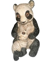 1950's Endearing Precious Loving Enesco Doting Blk/wht Shaded Mother Panda & Cub picture