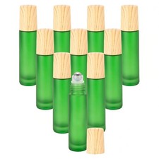 Kesell 10Pcs Roller Bottles, 10ml Frosted Glass with Stainless Steel Green picture