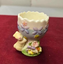 Porcelain Egg Cup with Bunny Floral Design picture