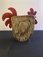 Vintage figurine/ statue chicken wood red with Zebra print body picture