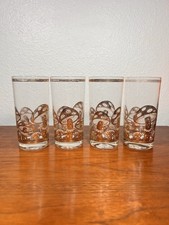 Vintage Culver Mushroom Highball Glasses 22K Gold Set Of 4 MCM Cocktail Glasses picture