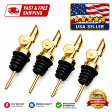 Gold Liquor Bottle Pour Spouts Speed Pourers for Wine Olive Oil Bar 4 Pack picture
