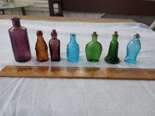 Lot Of 7 Vintage Miniature Glass Bottles perfume, apothecary, shadow box Wheaton picture
