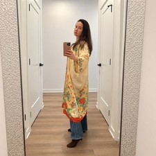 Vintage Made in Japan Silk Floral Kimono Robe Haori Art Deco Print - AS IS picture