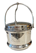 Vintage FB Rogers Silverplate on Copper Ice Bucket Glassliner SwingTop picture