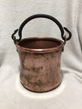 Antique French Hammered Copper Bucket Cauldron Snake Head Handle 9th c.Iron picture