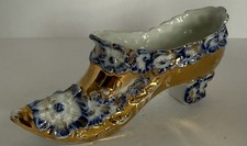 Beautiful Vintage Porcelain Decorative Shoe Slipper Gold Hand Painted Flowers picture