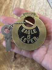Vintage Old Eagle 6 Lever Pancake Padlock W/ Key Lock picture