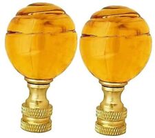 Hyamass 2Pcs Crystal Ball Lamp Finial 2 Inch Lamp Shade Finial Yellow picture