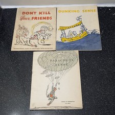 WWII 1943 US Navy Sense Pamphlets Lot 3 Parachute Dunking Dont Kill Your Friends picture