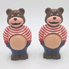 Vintage JSNY PotBelly Bear Coin Bank 70s Plastic Piggy Bank Growing Belly Kitsch picture