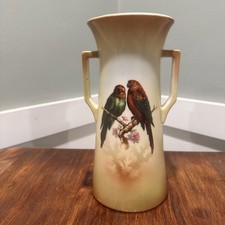 Antique Early 20th Century Austrian Porcelain Vase with Parrot and Florals 9