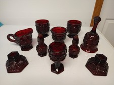 Lot of 10 Vintage AVON 1970's Ruby Red Glassware 1876 Cape Cod Collection *MINT* picture