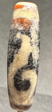 Tibetan Rare Old Agate Money Hook DZI Bead, Nice Weathering Talisman, Charm  ✨🔥 picture