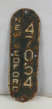 Vintage New Bedford Mass Bicycle License Plate Tag 47054 Antique Metal  picture