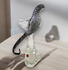 Genuine Murano Glass Black Sickle-Billed Bird of Paradise Limited Edition Signed picture