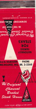 The Original Charcoal Broiled Steak House Milwaukee Wisconsin Matchbook 1950's picture