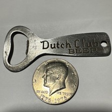 DUTCH CLUB BEER VINTAGE BOTTLE OPENER & 1976 Kennedy Half Dollar Coin picture