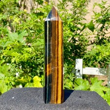 1.16LB Large Natural Tiger’s eye obelisk quartz crystal point wand healing picture