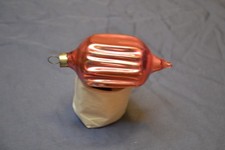 vintage Made In US Of A Heim Light Pink Ribbed Lantern Glass Ornament, 3.5 Inc. picture
