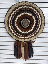 VTG Huge Boho Round Mixed Wool Macrame Dream Catcher Wall Art Handmade BH picture