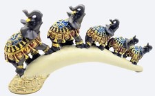 Elegant Elephant Family in Trunk Statue Lucky Wealth Figurine Gift & Home Decor picture
