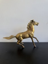 Vintage Solid Brass Horse Figurine Sculpture Equestrian Mustang MCM Decor picture