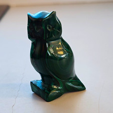 Green Malachite Stone Carved Owl Figurine Carving Sculpture Stone Owl Figurine picture