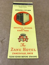 Vintage The Zane Hotel - Zanesville, Ohio - Matchcover, Matchbook picture